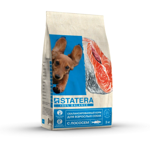 Премиальный сухой корм Statera для взрослых собак с лососем и рисом (3 кг)