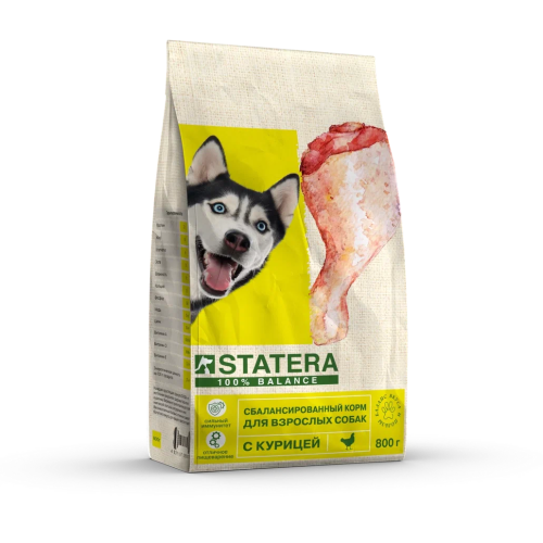 Премиальный сухой корм Statera для взрослых собак с курицей и рисом (800 г)