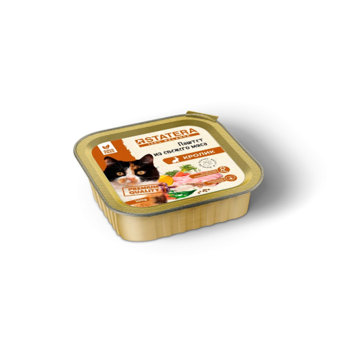 Полнорационный премиальный мясной паштет Statera для кошек и котов с кроликом (100 г)