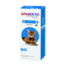 Бравекто Спот Он капли на холку для кошек весом от 2,8 до 6,25 кг 250 мг (пипетка 0,89 мл)