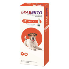Бравекто Спот Он капли на холку для собак мелких пород от 4,5 до 10 кг 250 мг (пипетка 0,89 мл)
