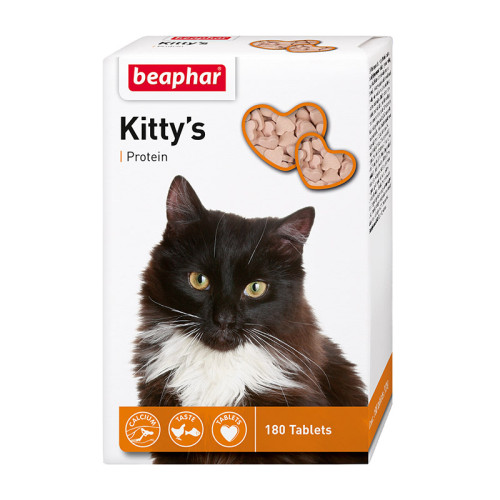 Beaphar Kitty's+Protein витамины с протеином для кошек, уп. 180 таблеток