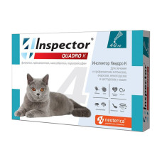 Inspector Quadro K, капли на холку для кошек 4-8 кг, 1 пипетка