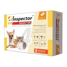 Inspector Quadro TABS, таблетки для собак и кошек 0.5-2 кг, уп. 4 таблетки