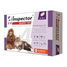 Inspector Quadro TABS, таблетки для собак и кошек 8-16 кг, уп. 4 таблетки