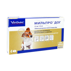 Мильпро дог, для мелких собак и щенков, уп. 4 таблетки