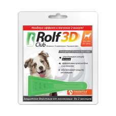 RolfClub 3D, капли на холку для собак 10-20 кг, 1 пипетка