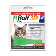 RolfClub 3D, капли на холку для кошек 8-15 кг, 1 пипетка