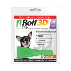 RolfClub 3D, капли на холку для собак до 4 кг, 1 пипетка