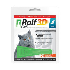 RolfClub 3D, капли на холку для кошек 4-8 кг, 1 пипетка