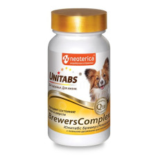 Юнитабс, БреверсКомплекс Q10 витамины с пивными дрожжами для мелких собак, уп. 100 таблеток