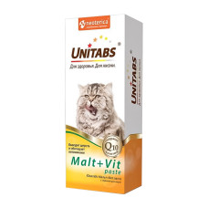 Юнитабс, Malt+Vit, паста для вывода шерсти для кошек, уп. 120 мл
