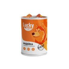 Полнорационный консервированный корм Lucky bits для собак всех пород с 6 месяцев с индейкой, яблоком и морковью, 400 г