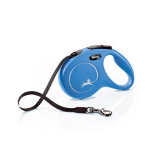 Поводок-рулетка Flexi New Classic для собак до 25 кг, размер M, лента 5 м, цвет синий