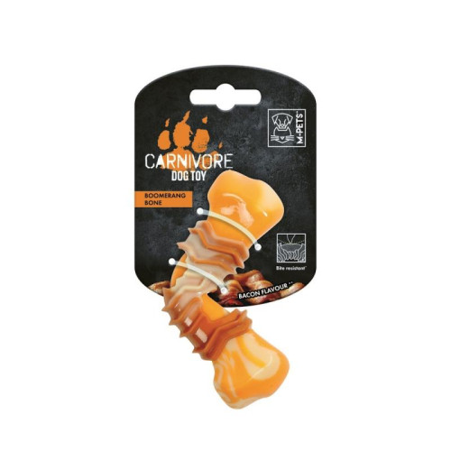 M-PETS Игрушка для собак Карнивор кость бумеранг, вкус бекона, цвет желтый, 15.5x6.1x3.7 см