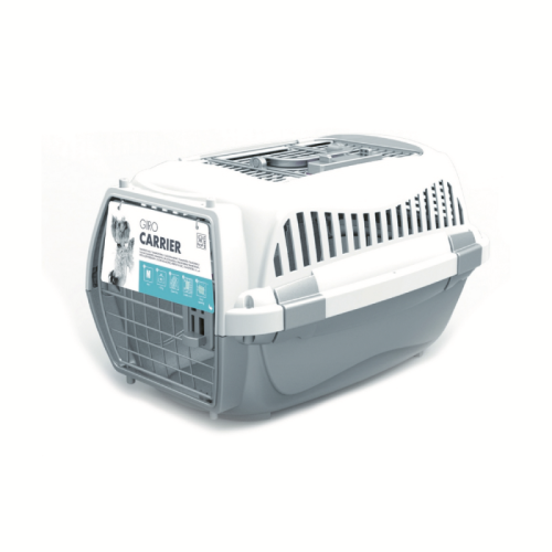 M-PETS Контейнер-переноска Giro для животных до 9 кг, цвет серый с белым, 57,2x36,5x32,76 см