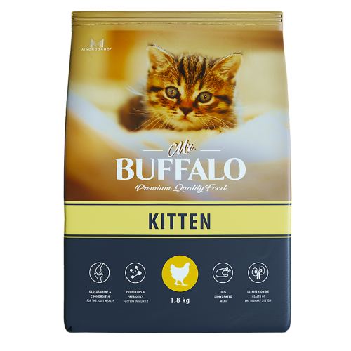 Mr.Buffalo Сухой корм для котят, с курицей, 1,8 кг 