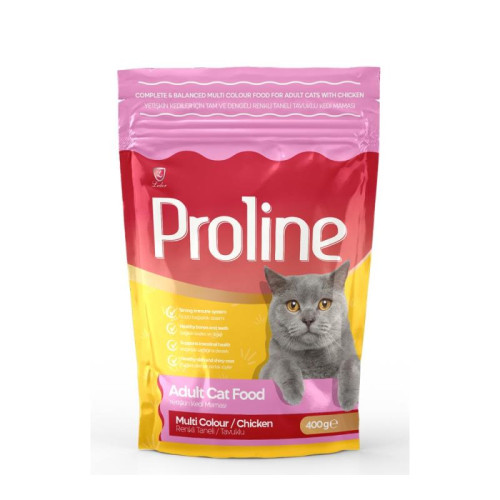 PROLINE сухой корм для кошек, с курицей, гранула ассорти, 400 г