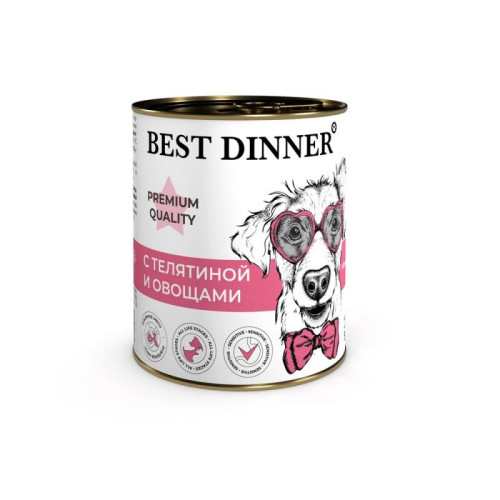 Бест Диннер консервы Меню № 4 для взрослых собак и щенков с 6 месяцев, с телятиной и овощами, 340 г