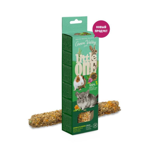 Беззерновая палочка Little One “Зеленая долина” для декоративных животных с травами, 160 г