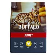 Mr.Buffalo Сухой корм для взрослых кошек, с курицей, 1,8 кг