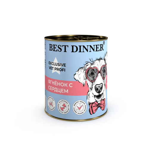Бест Диннер Gastro Intestinal Exclusive Vet Profi консервы для собак с ягненком и сердцем, 340 г