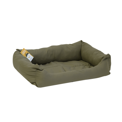 Моськи-Авоськи Лежанка "Бархат" прямоугольная пухлая с подушкой, 64х46х16 см, цвет хаки