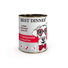 Бест Диннер консервы Мясные деликатесы для взрослых собак и щенков с 6 месяцев, говядина и язык, 340 г