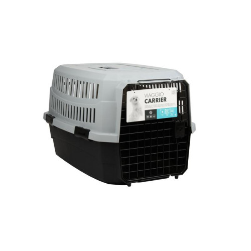 M-PETS Контейнер-переноска для животных до 16 кг, цвет черный с серым, 68,4x47,6x42 см
