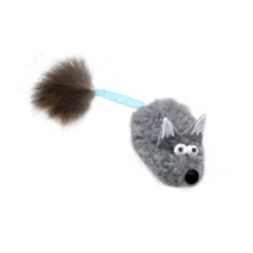 Игрушка GoSi для кошек Лисичка-пищалка, цвет серый, 15 см