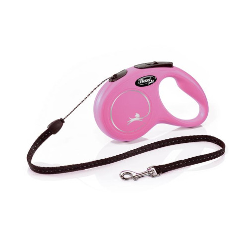 Поводок-рулетка Flexi New Classic для собак до 12 кг, размер S, трос 5 м, цвет розовый
