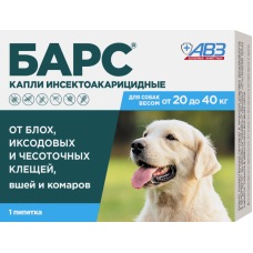 БАРС капли инсектоакарицидные для собак от 20 до 40 кг, 2,68 мл, 1 пипетка