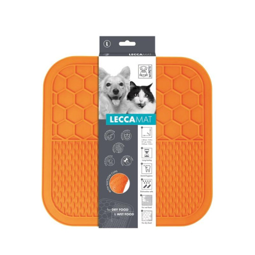 M-PETS Лизательный коврик для домашних животных, размер L, 30x30x1 см, цвет оранжевый