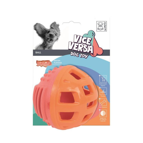 M-PETS Мяч для собаки с запахом бекона для лакомств Вайс Верса, диаметр 12.59 см