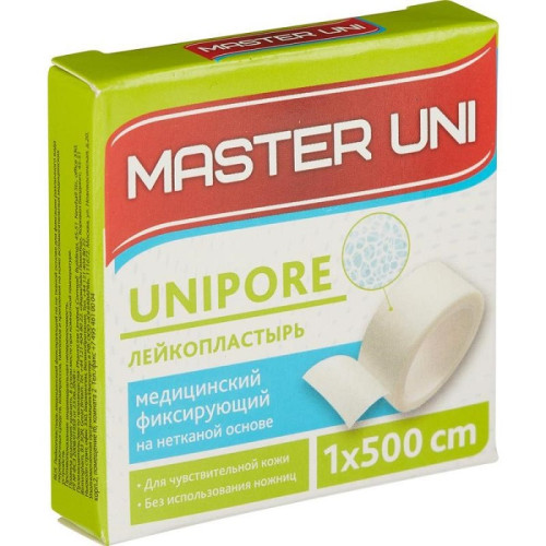 Лейкопластырь Master Uni №1, нетканая основа, катушка, 1х500 см