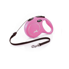 Поводок-рулетка Flexi New Classic для собак до 20 кг, размер M, трос 5 м, цвет розовый