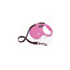Поводок-рулетка Flexi New Classic для собак до 12 кг, размер XS, лента 3 м, цвет розовый