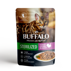 Mr.Buffalo Влажный корм пауч для стерилизованных кошек, индейка в соусе, 85 г
