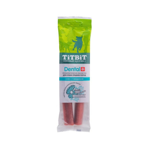 Снек TitBit Дентал+ с говядиной для собак средних пород, 85 г