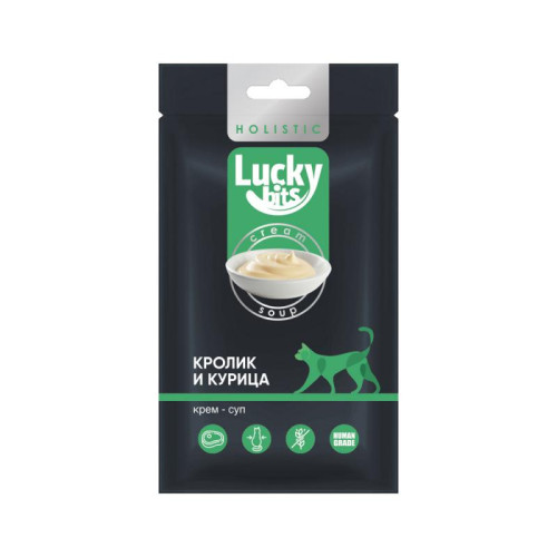 Лакомство для кошек Lucky bits крем-суп из филе кролика и курицы, 5х20 г