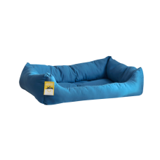 Моськи-Авоськи Лежанка "Бархат" прямоугольная пухлая с подушкой, 78х56х20 см, цвет синий