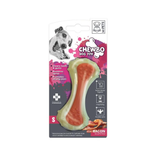 M-PETS Игрушка для собак CHEWBO Кость, с ароматом бекона, нейлон, размер S, 10,4 см