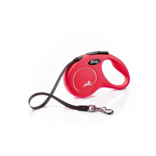 Поводок-рулетка Flexi New Classic для собак до 15 кг, размер S, лента 5 м, цвет красный