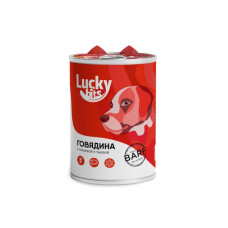 Полнорационный консервированный корм Lucky bits для собак всех пород с 6 месяцев с говядиной, клюквой и тыквой, 400 г