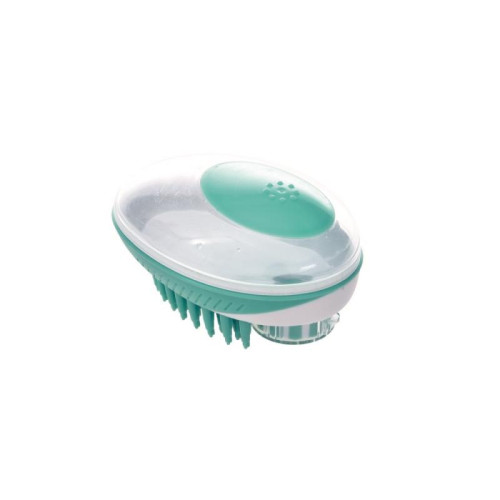 M-PETS Щетка для мытья животных RUBEAZ SOAP DISPENSER & BRUSH (Рубиз) с дозатором для мыла, 11,5х7,5 см, цвет зеленый