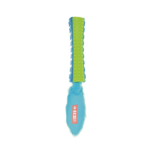 M-PETS Игрушка для собак палка-пищалка с хвостом ON/OFF FUNSTY, цвет голубой с зеленым