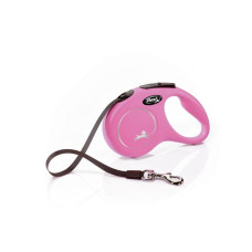 Поводок-рулетка Flexi New Classic для собак до 15 кг, размер S, лента 5 м, цвет розовый