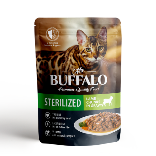 Mr.Buffalo Влажный корм пауч для стерилизованных кошек, ягненок в соусе, 85 г