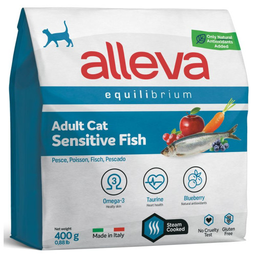 Корм Аллева Эквилибриум Сенситив для взрослых кошек, с рыбой, 0,4 кг