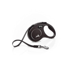 Поводок-рулетка Flexi New Classic для собак до 15 кг, размер S, лента 5 м, цвет черный